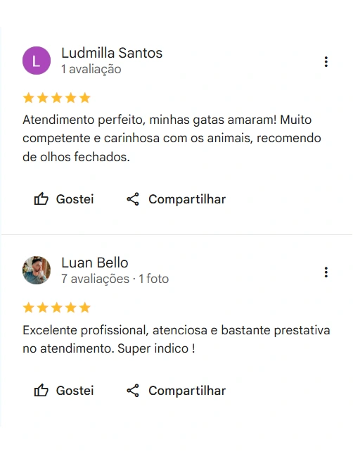Avaliações 5 estrelas no Google sobre a Dra. Bárbara Borges